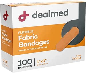 Dealmed Sterile Flexible Fabric Adhesive Bandages – 1x3 Inch – 100/Box - Breathable First Aid Strip Pack - Soft Stretch Wound Patch for Medical, Emergency Kits & Clinic